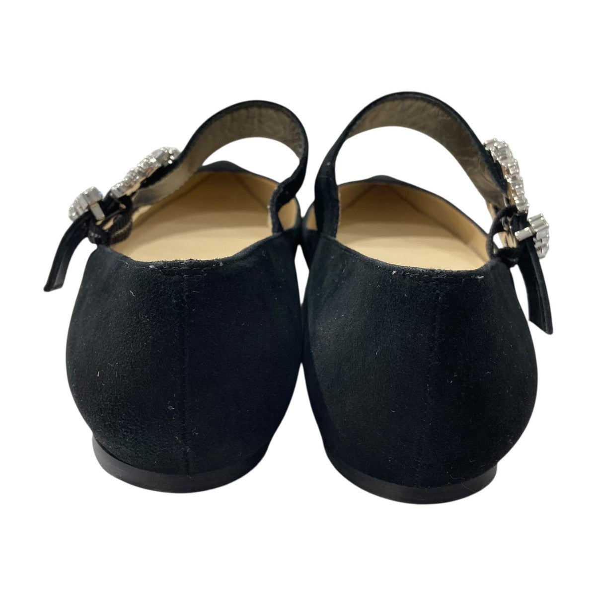 美品 ジミーチュウ クリスタルバックル レザー ポインテッドトゥパンプス 38 JIMMY CHOO(ジミーチュウ) クリスタルバックル ポインテッドトゥ