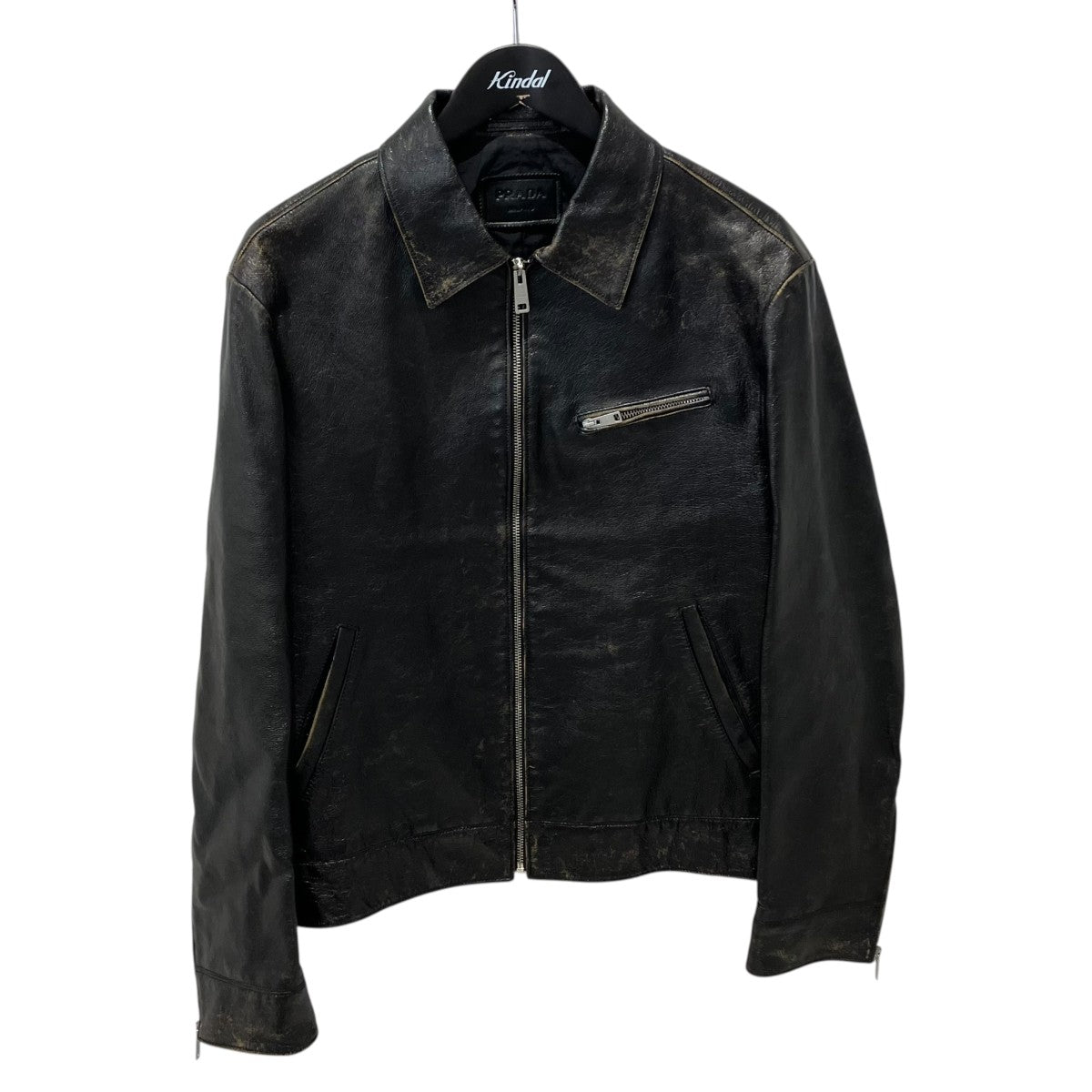 PRADA VINTAGE LEATHER SINGLE JACKETレザージャケットUPW491 古着・中古-1枚目のアイテム画像