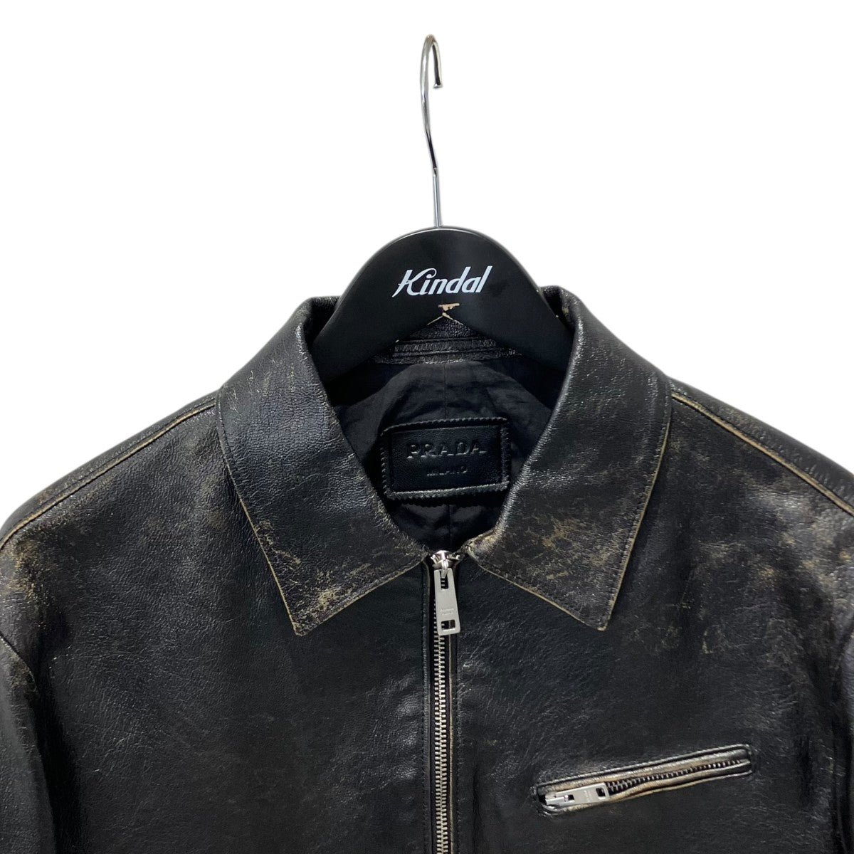 PRADA VINTAGE LEATHER SINGLE JACKETレザージャケットUPW491 古着・中古-3枚目のアイテム画像