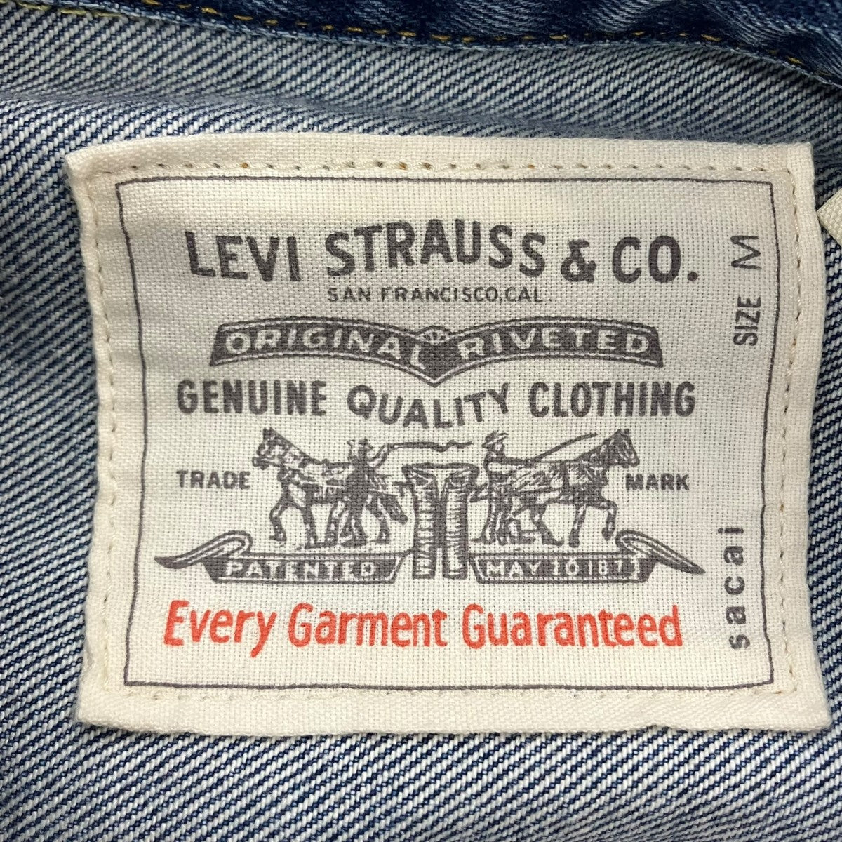 sacai×LEVI’S 25SSコットン デニムジャケットデニムジャケット25-03708M 古着・中古-5枚目のアイテム画像