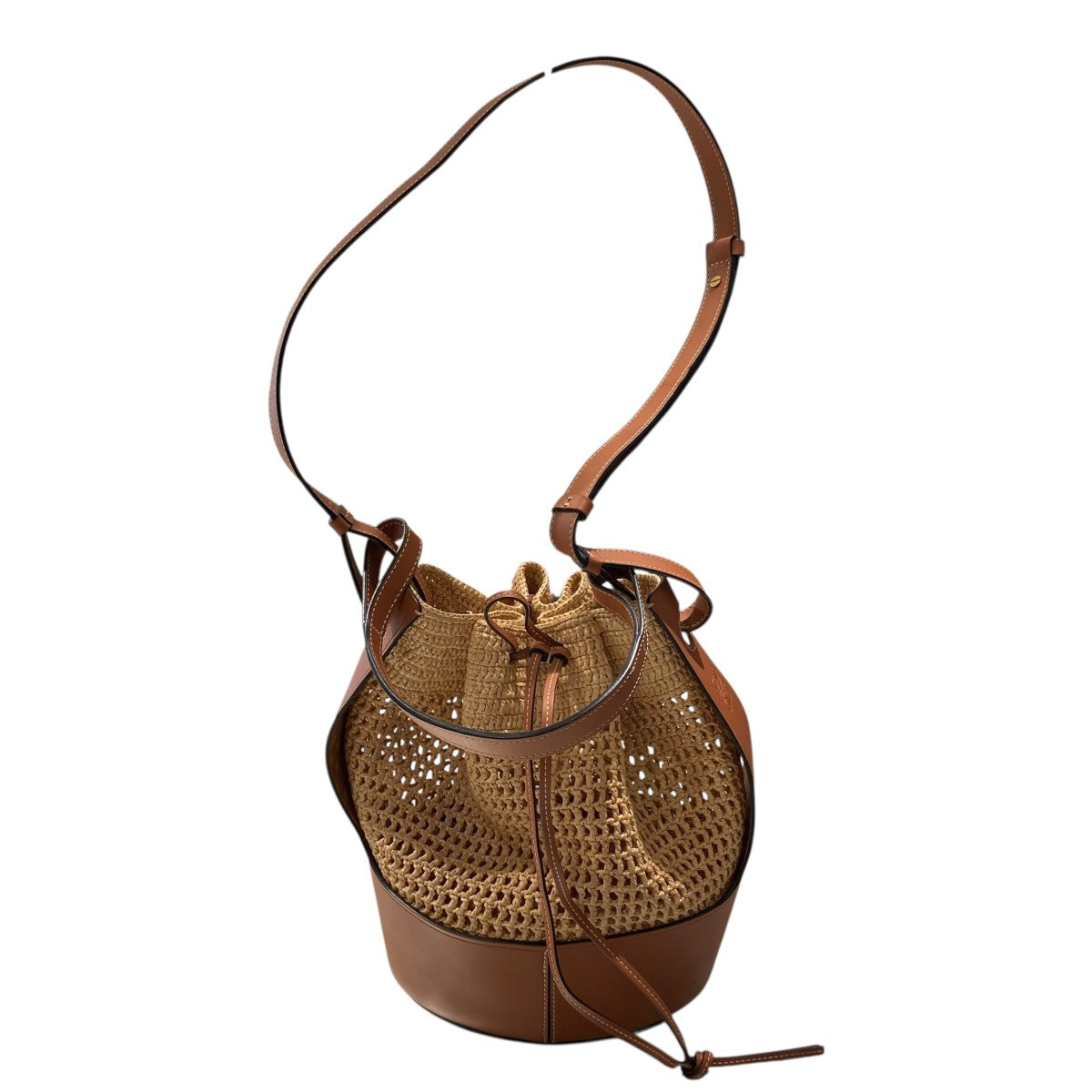 LOEWE バルーンバッグ ラフィア＆カーフ2WAYショルダーバッグ
