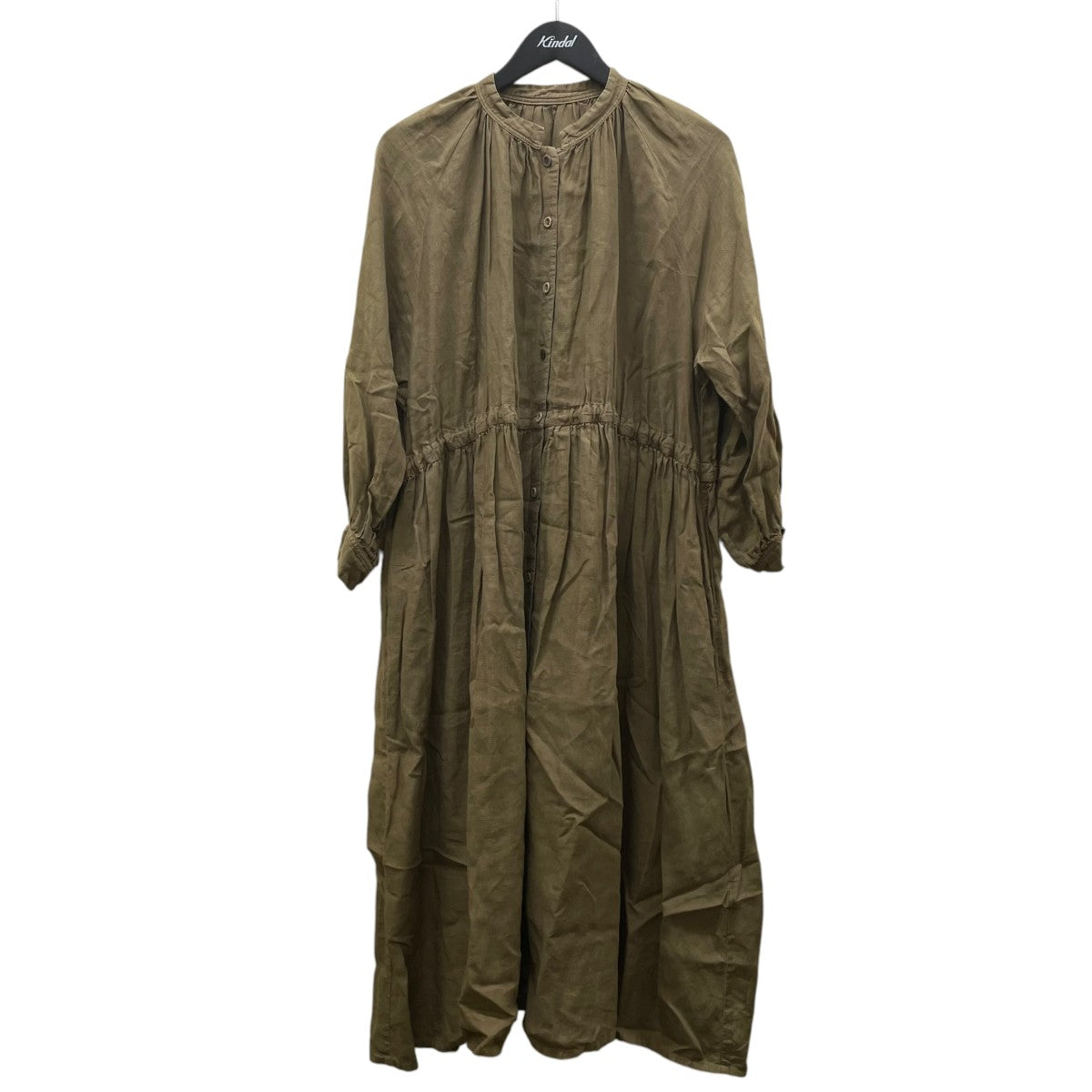 nest Robe 19AWリネンギャザースモックワンピースリネン 長袖シャツワンピース01193-1339 古着・中古-1枚目のアイテム画像
