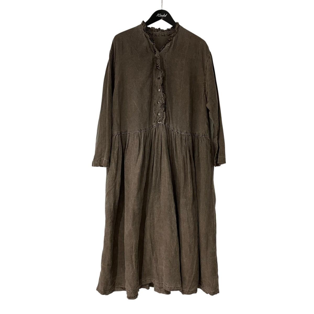 nest Robe(ネストローブ) 23AWリネン天然染めフリル使いワンピース長袖