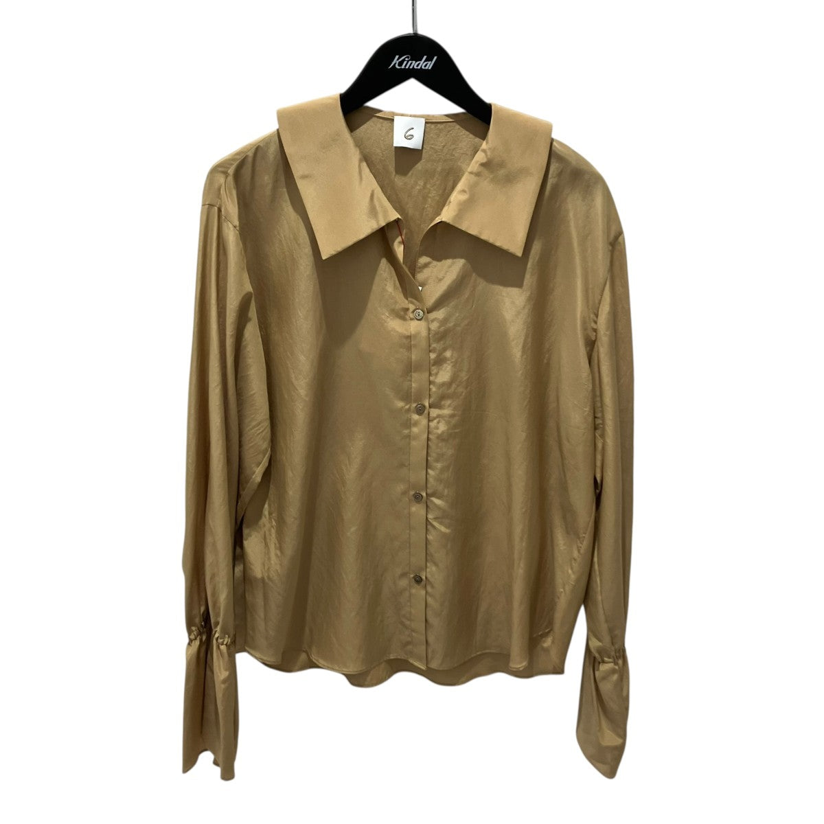 6(ROKU) BEAUTY＆YOUTH COTTON SILK GATHER SLEEVE BLOUSE長袖ブラウス8611-242-0193-2330 古着・中古-1枚目のアイテム画像