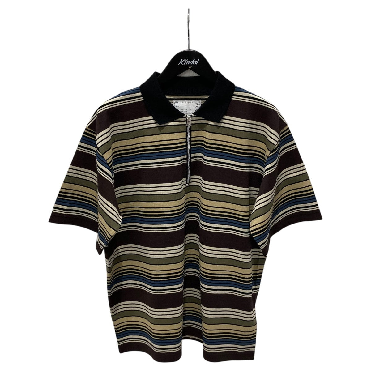sacai 26SSボーダーハーフジップTシャツ26-03984M 古着・中古-1枚目のアイテム画像