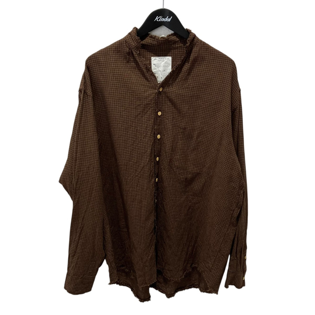 BLACKBIRD 26SScut off collar shirtギンガムチェックシャツB-007-S01C 古着・中古-1枚目のアイテム画像