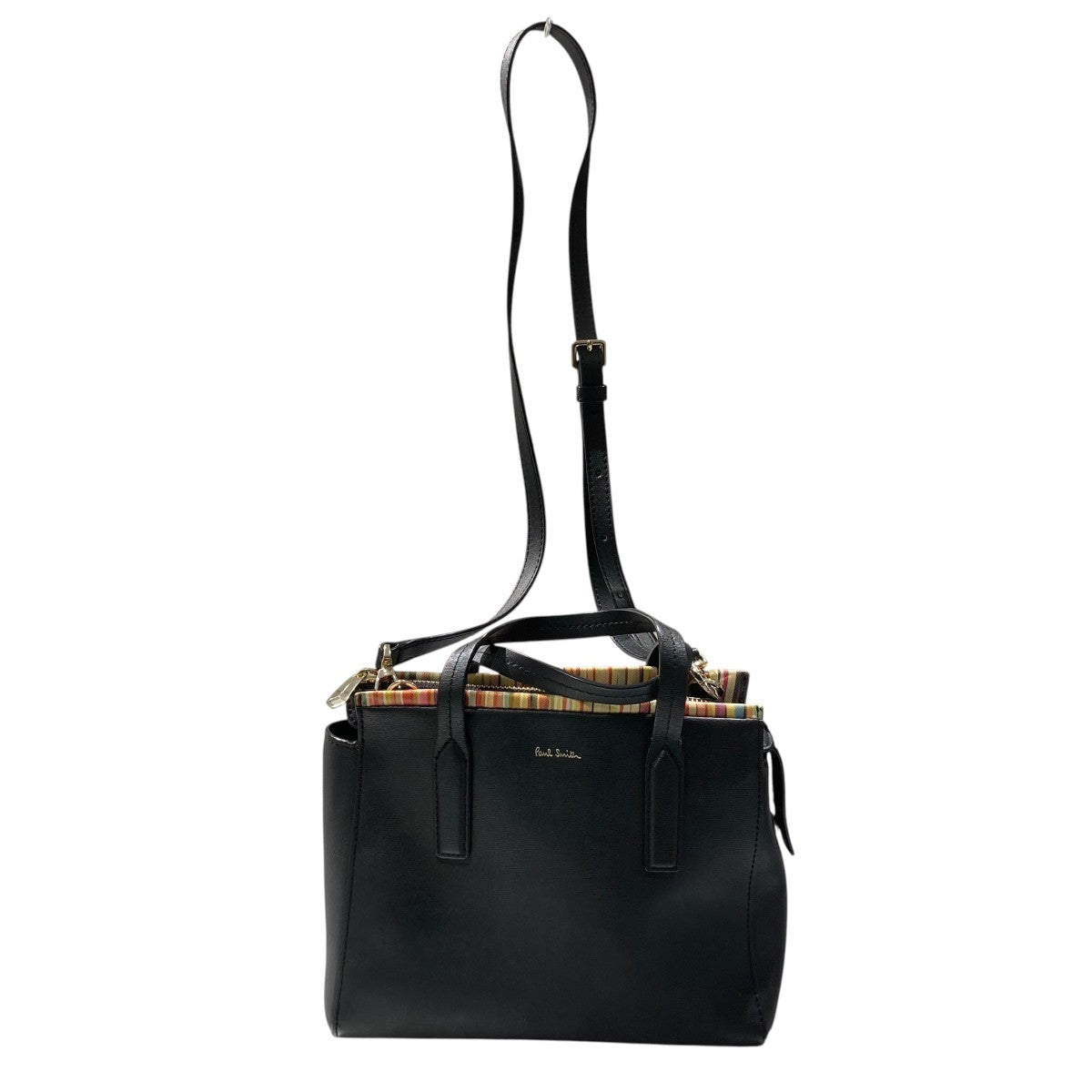 Paul Smith cross over stripe trim hand bagハンドバッグ 古着・中古-1枚目のアイテム画像