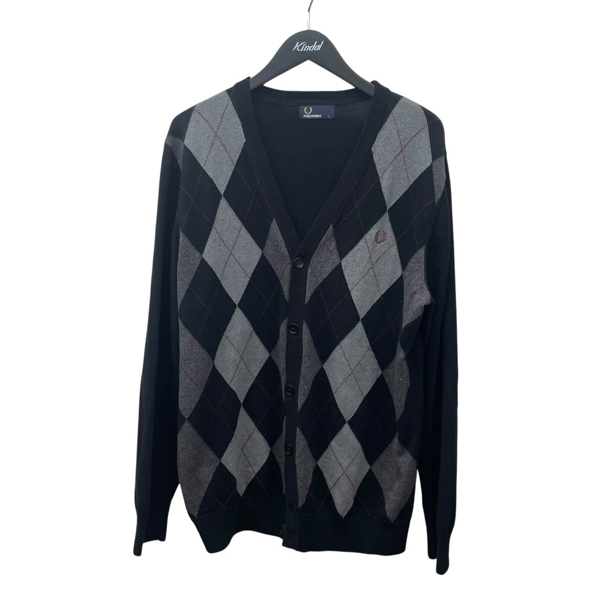 FRED PERRY アーガイルカーディガンK1328 古着・中古-1枚目のアイテム画像