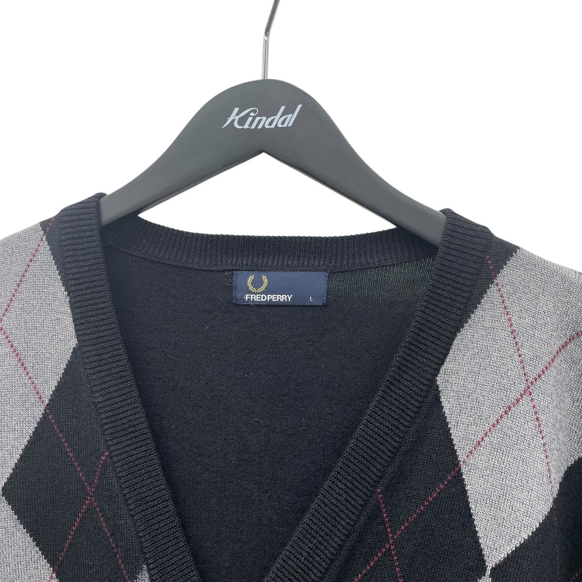 FRED PERRY アーガイルカーディガンK1328 古着・中古-3枚目のアイテム画像