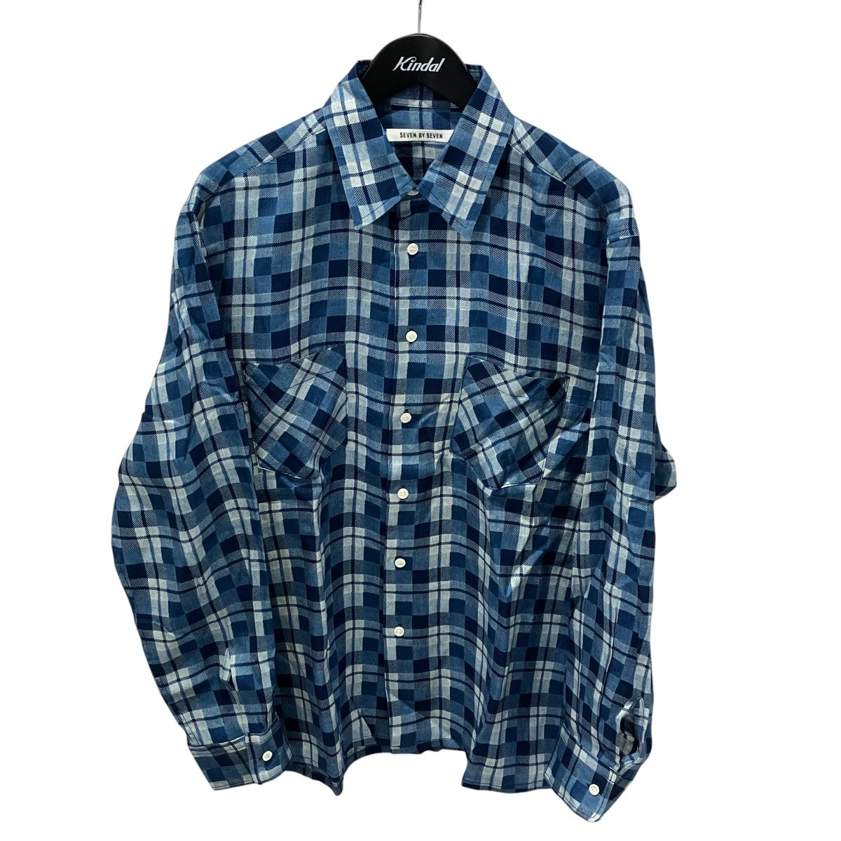 LINEN CHECK SHIRTS L S - Discharge printing -チェック長袖シャツ800-5150058