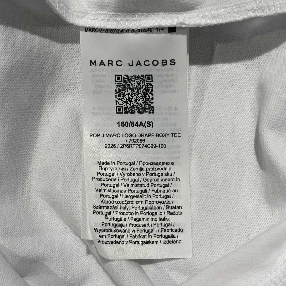 MARC JACOBS 26SSポップ J マーク ロゴ ドレープ ボクシー ティー半袖Tシャツ2P6RTP074C29-100 古着・中古-6枚目のアイテム画像
