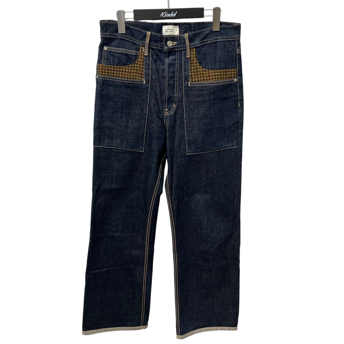 ANDERSSON BELL WOOL PATCH RIGID JEANS INDIGOデニムパンツ 古着・中古-1枚目のアイテム画像
