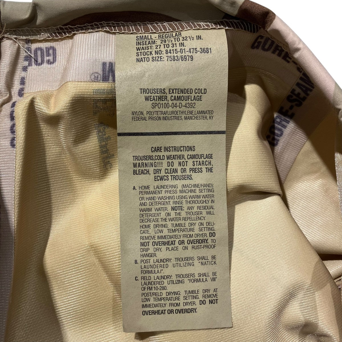 US ARMY 00sDesert Cold Weather Trousersトラウザーパンツ8415-01-475-3681 古着・中古-5枚目のアイテム画像