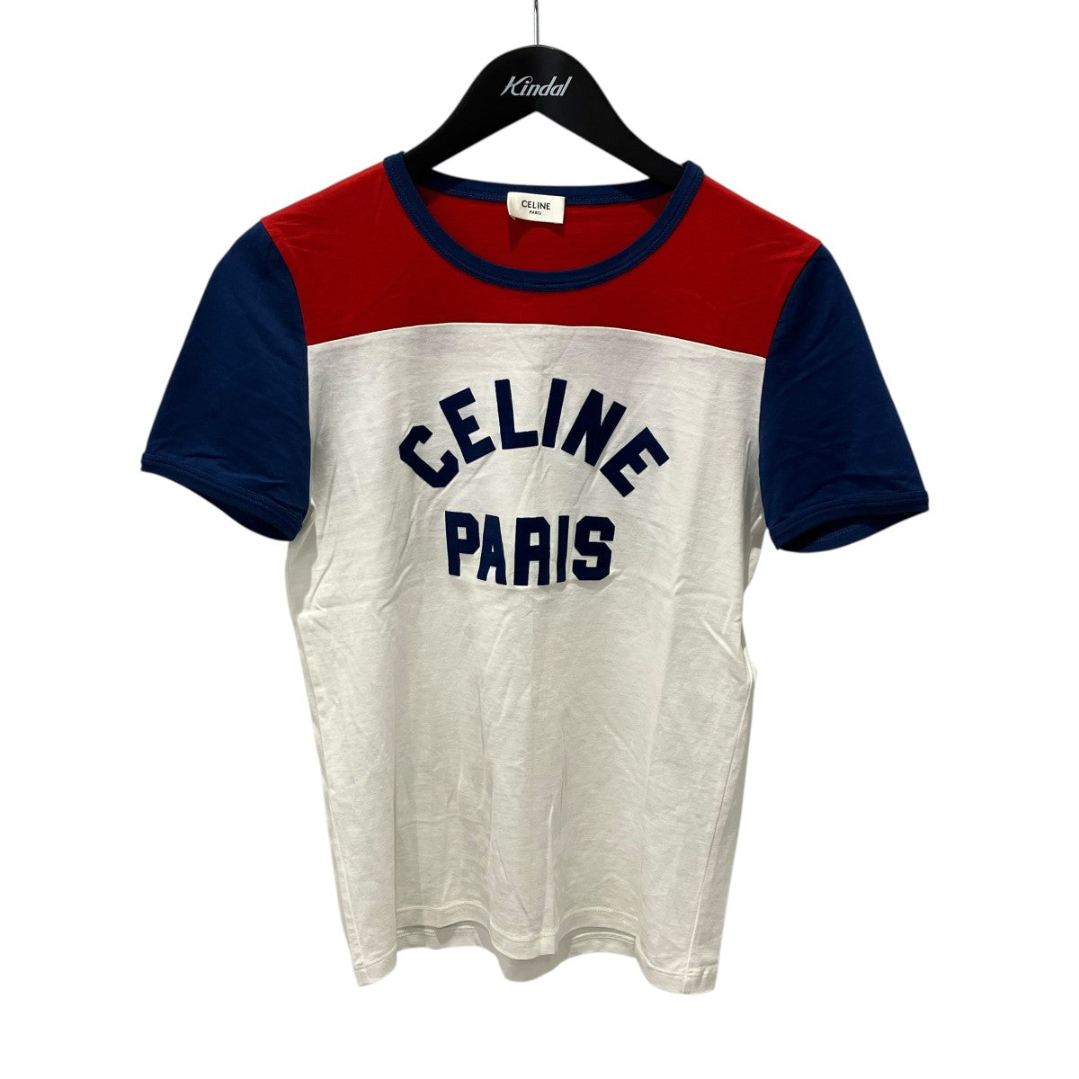 CELINE クルーネックレターカラーブロック半袖Tシャツ2X20H671Q 古着・中古-1枚目のアイテム画像