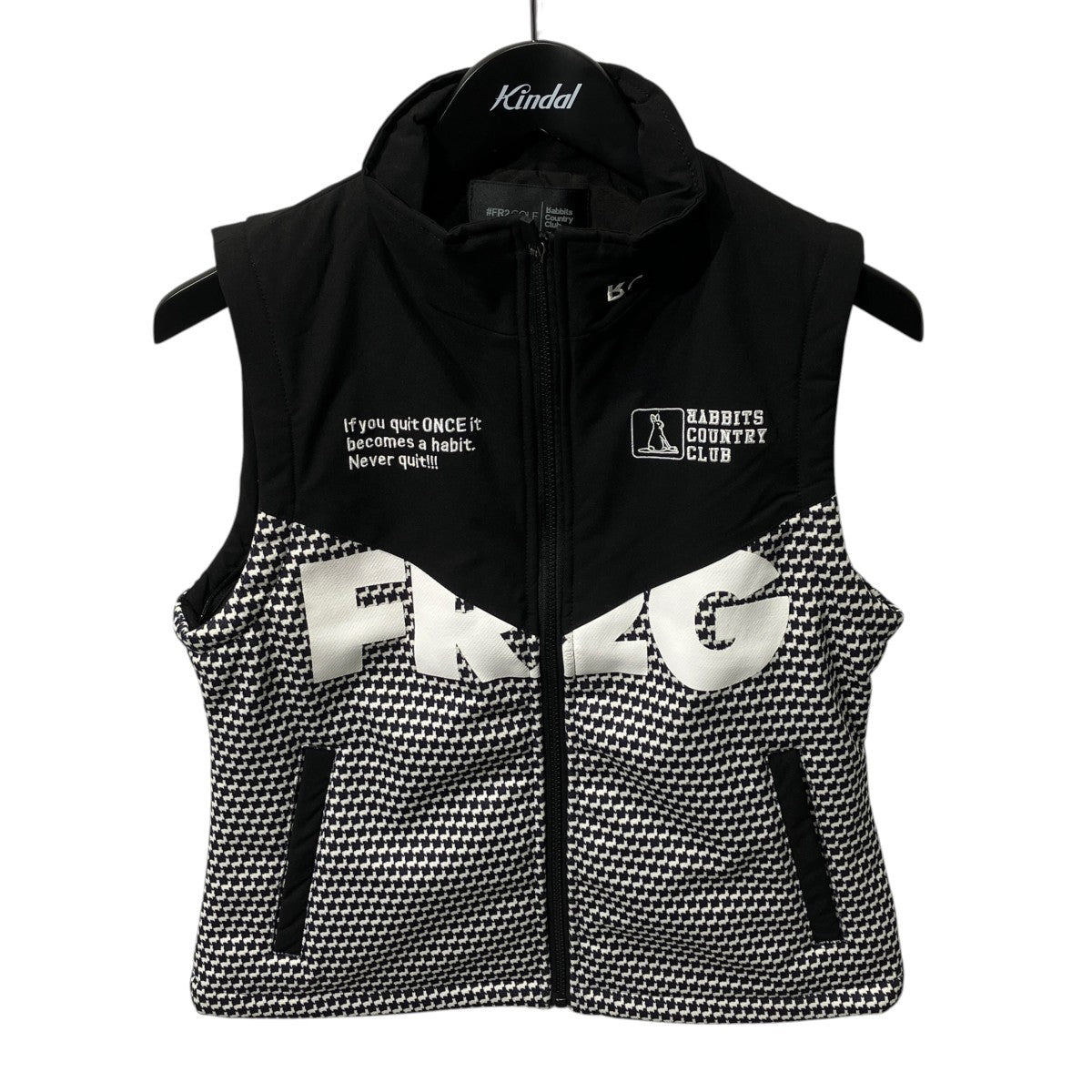 FR2 GOLF Rabbit Houndstooth Pattern Switching Padded VESTダウンベストRGJ030 古着・中古-1枚目のアイテム画像