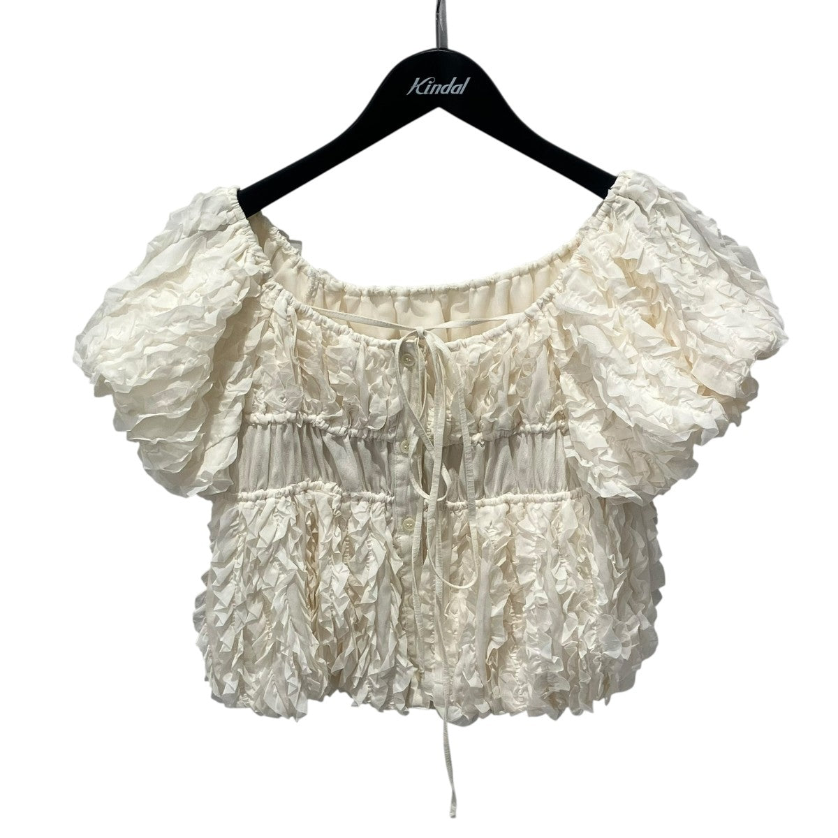 W FACE TOPSTITCHED FRILL TOPS半袖ブラウス10122-1453