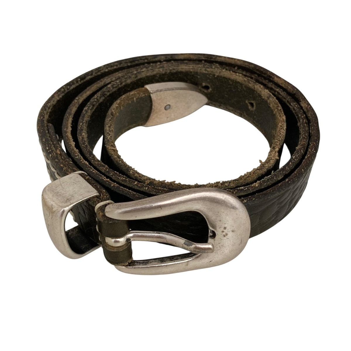2 CM BELT OLIVE CROCO DEBOSSED LEATHERベルト