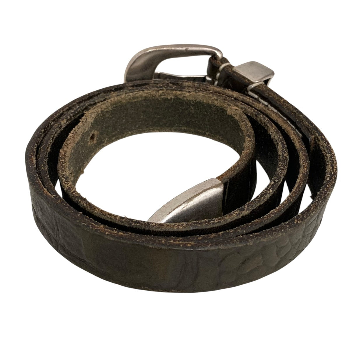 2 CM BELT OLIVE CROCO DEBOSSED LEATHERベルト