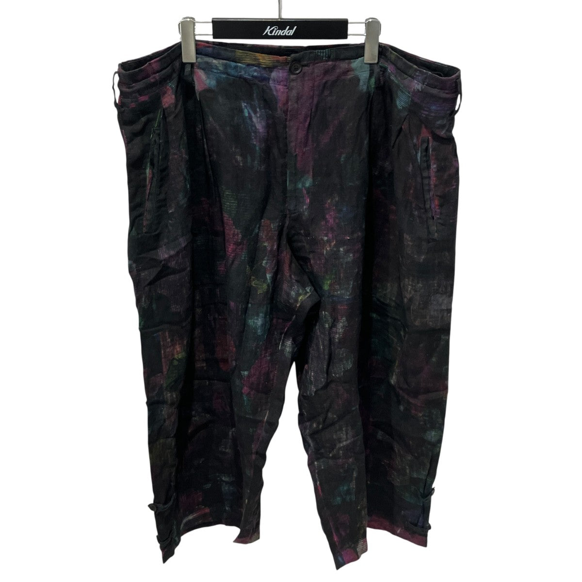 FLOWER PICTURE BOOK PURPLE CHECK PRINT PANTSリネンパンツHG-P78-323