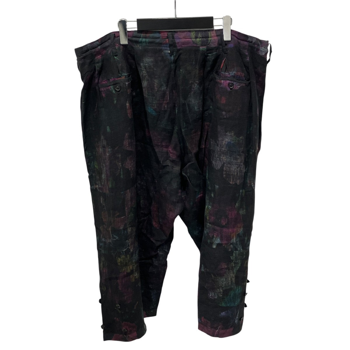 FLOWER PICTURE BOOK PURPLE CHECK PRINT PANTSリネンパンツHG-P78-323