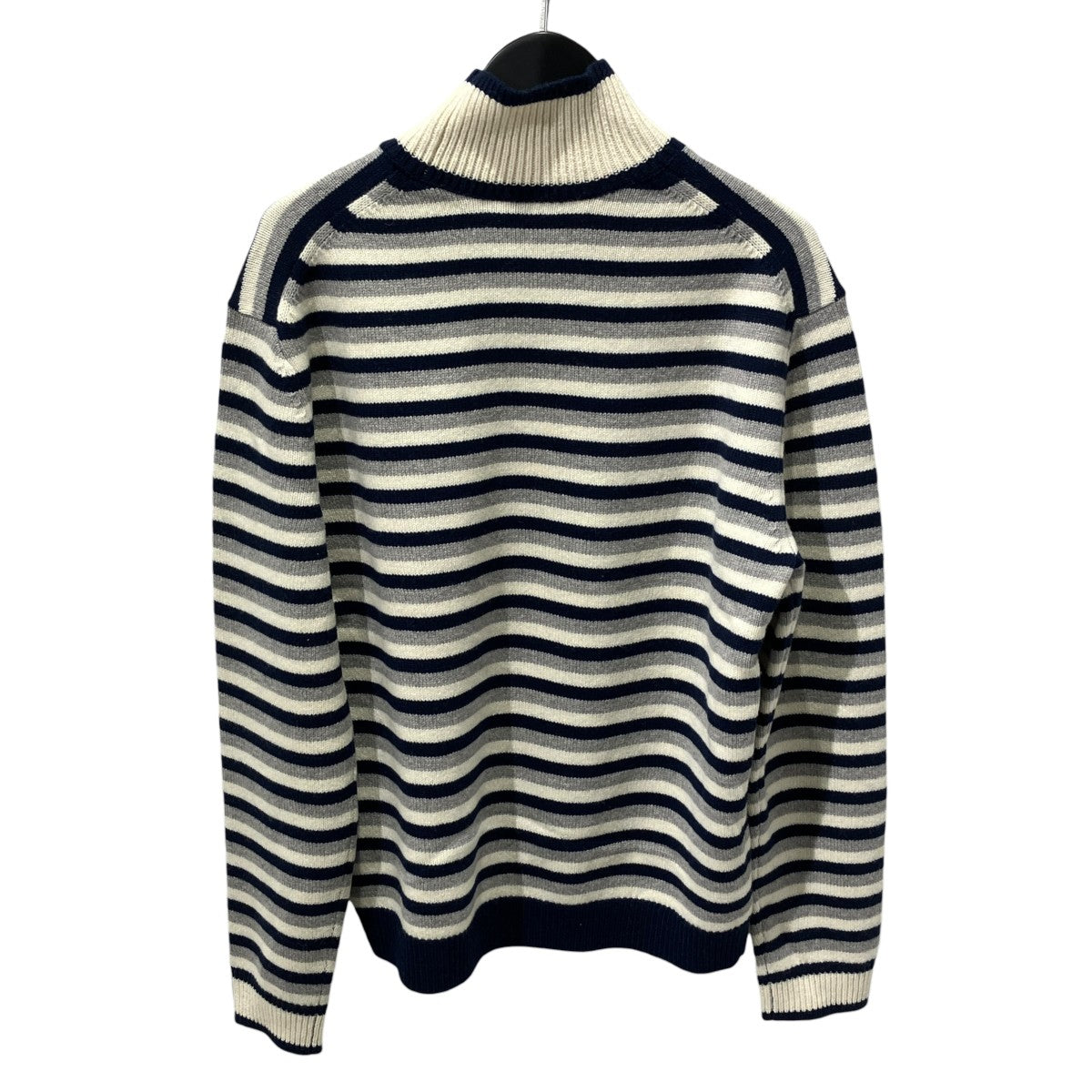 MAISON KITSUNE FOX HEAD INTARSIA STRIPED COMFORT HIGH NECK JUMPERハイネックニットNM00803KM0329 古着・中古-2枚目のアイテム画像