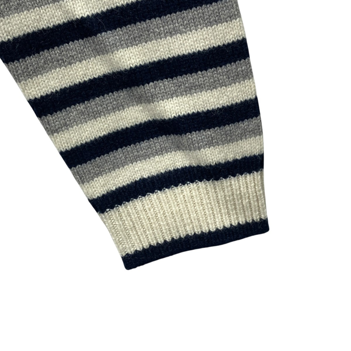 MAISON KITSUNE FOX HEAD INTARSIA STRIPED COMFORT HIGH NECK JUMPERハイネックニットNM00803KM0329 古着・中古-4枚目のアイテム画像