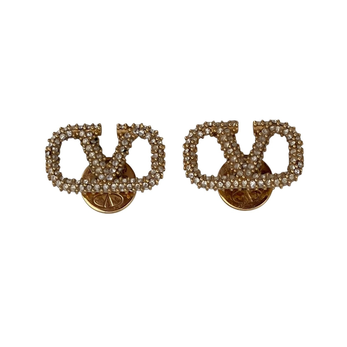 VLOGO メタル＆SWAROVSKI クリスタル Vロゴ ピアスピアス