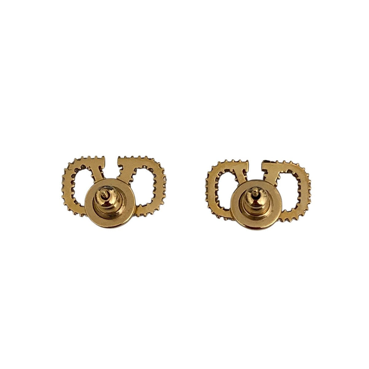 VLOGO メタル＆SWAROVSKI クリスタル Vロゴ ピアスピアス