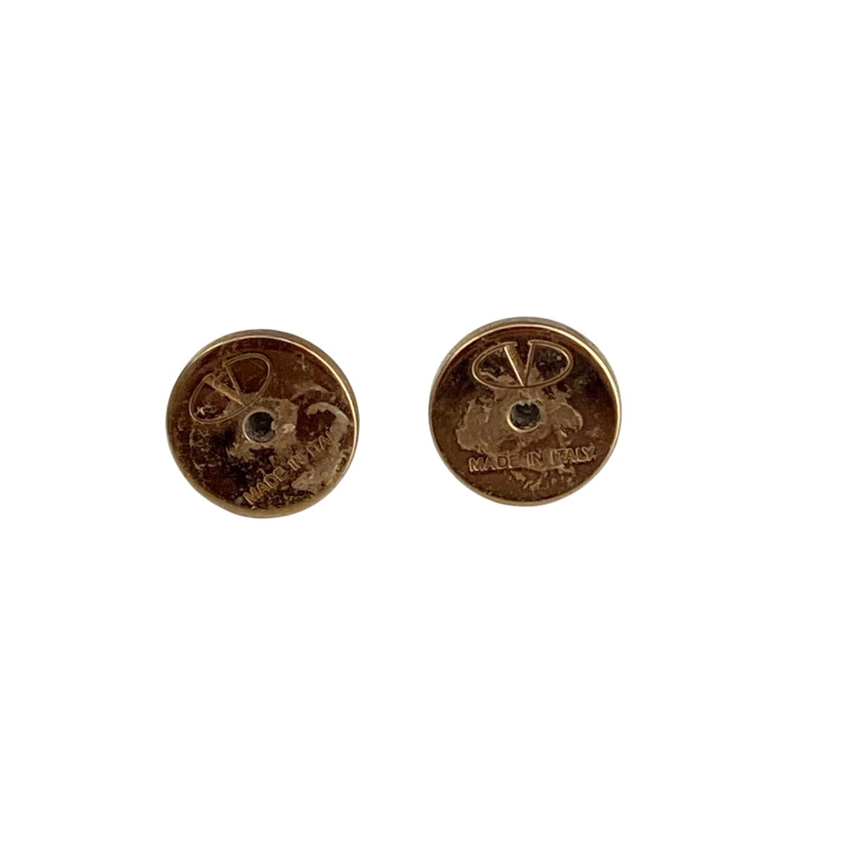VLOGO メタル＆SWAROVSKI クリスタル Vロゴ ピアスピアス