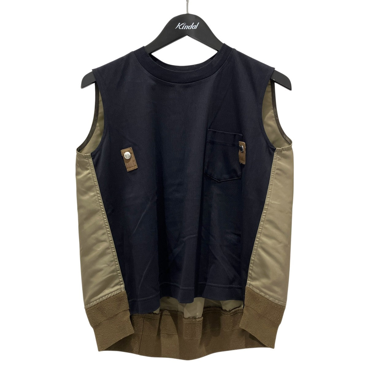 Nylon Twill Mix Cotton Jersey Tank Topベスト25-07695