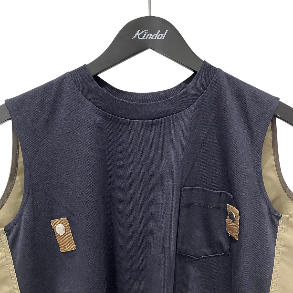 Nylon Twill Mix Cotton Jersey Tank Topベスト25-07695