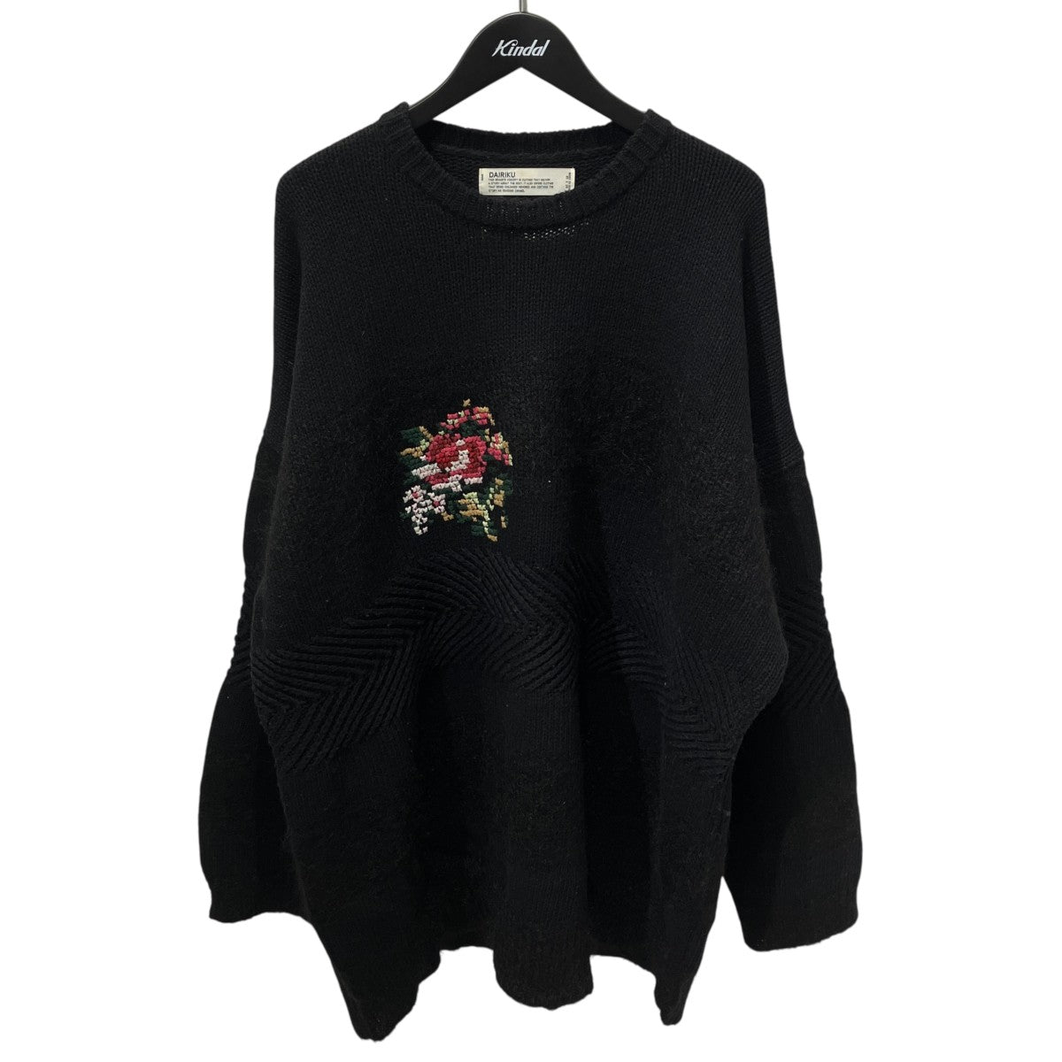 21AWFlower Cross Embroidery Border Knit長袖ニット21AW K-1