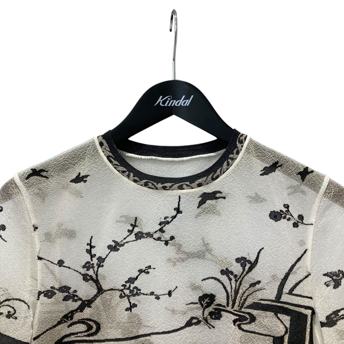25SSNature Pattern Sheer Knitted Crew Neck Top半袖カットソーMM25SS-KN063
