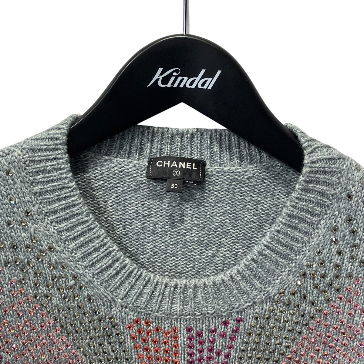CHANEL 22AWカシミヤココマークラインストーンニットP73896K10578 古着・中古-3枚目のアイテム画像