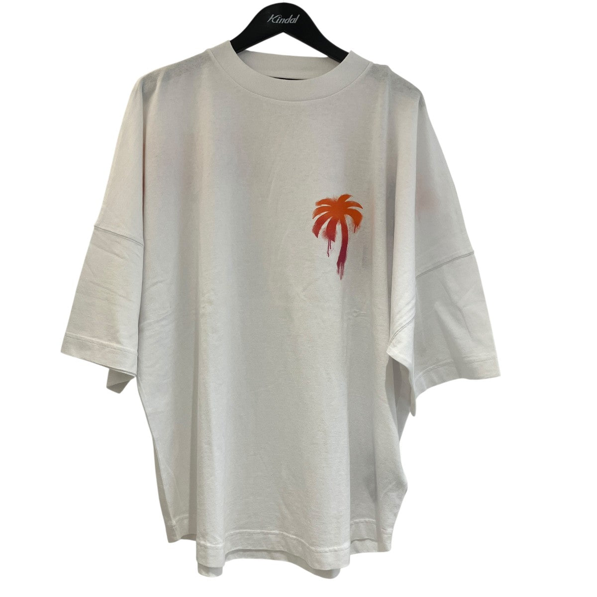 White graphic T-shirt パームツリー半袖TシャツPMAA002F22JER004