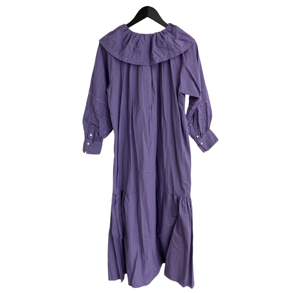 POPLIN DOBBY ZIGZAG TAPE BIG COLLAR DRESS七分丈ワンピース010442GJ3