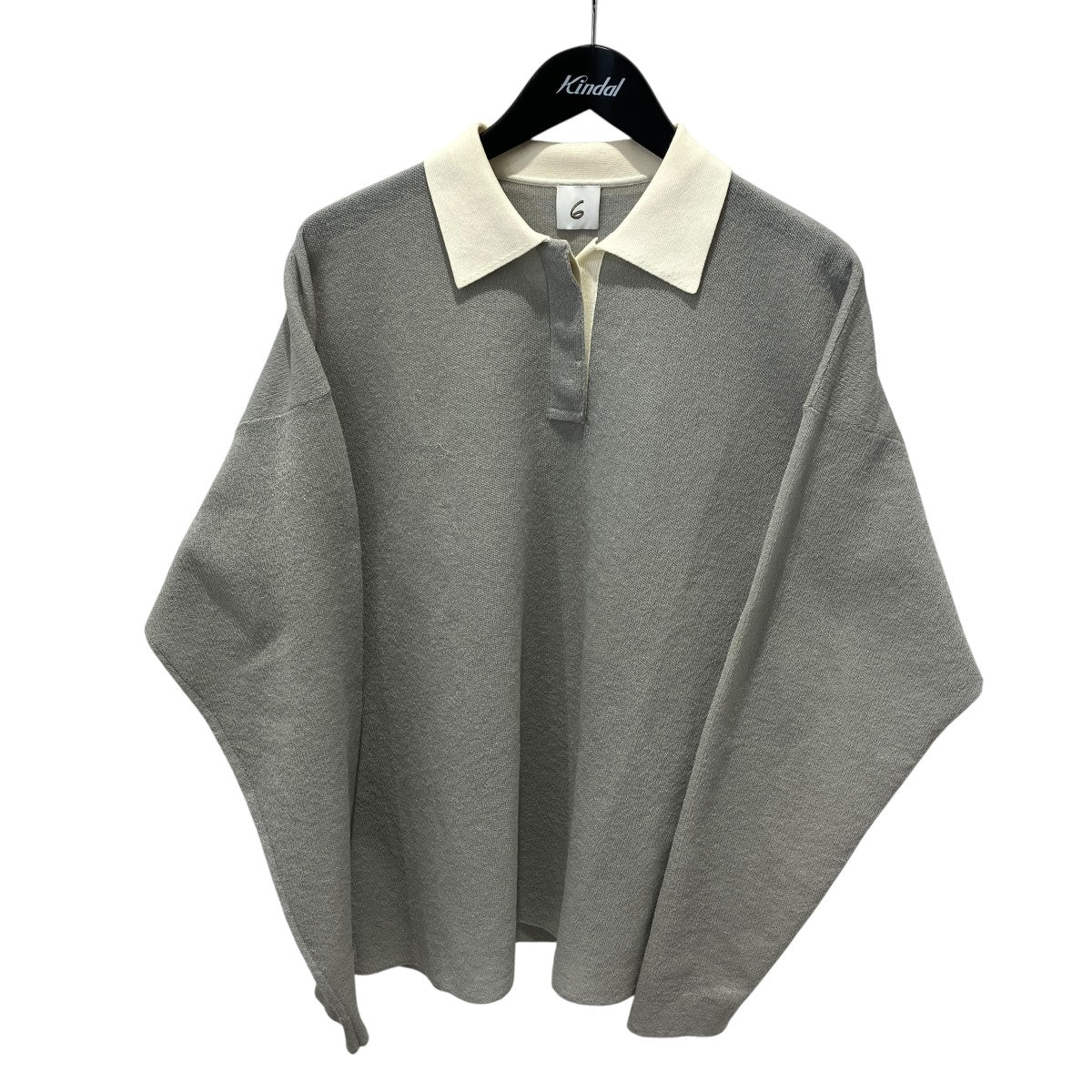 6(ROKU) BEAUTY＆YOUTH SHEER JAQUARED RUGBY SHIRT KNITポロシャツ8613-199-0223 古着・中古-1枚目のアイテム画像