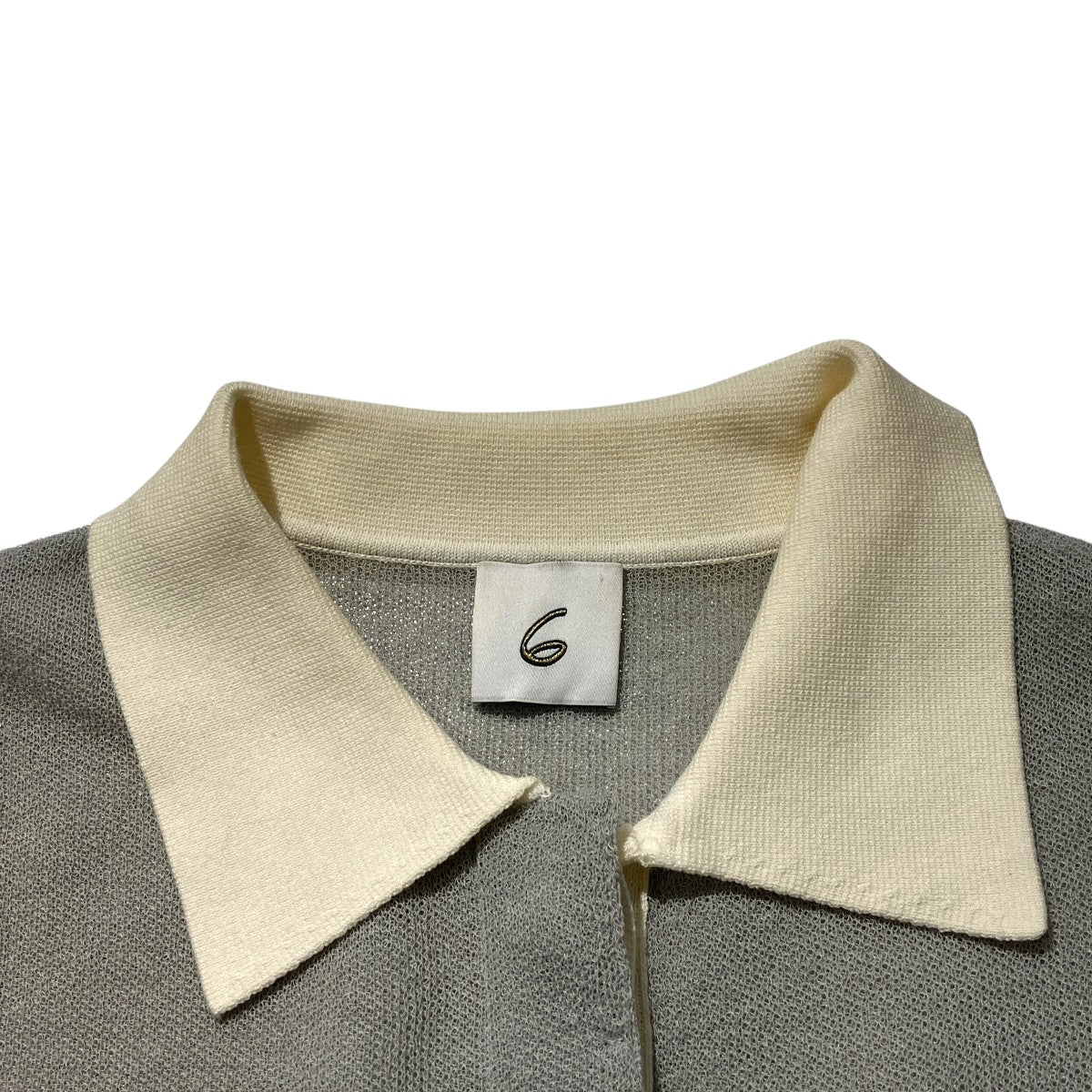 6(ROKU) BEAUTY＆YOUTH SHEER JAQUARED RUGBY SHIRT KNITポロシャツ8613-199-0223 古着・中古-7枚目のアイテム画像