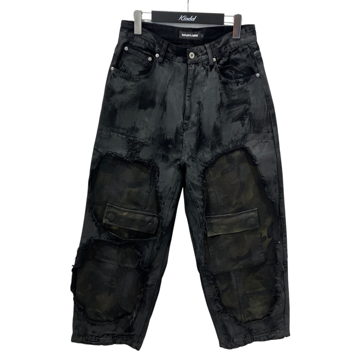 GOJOYJINNI CAMOUFLAGE DISTRESSED DIRTY POCKET WIDE LEG BAGGY JEANSデニムパンツ 古着・中古-1枚目のアイテム画像