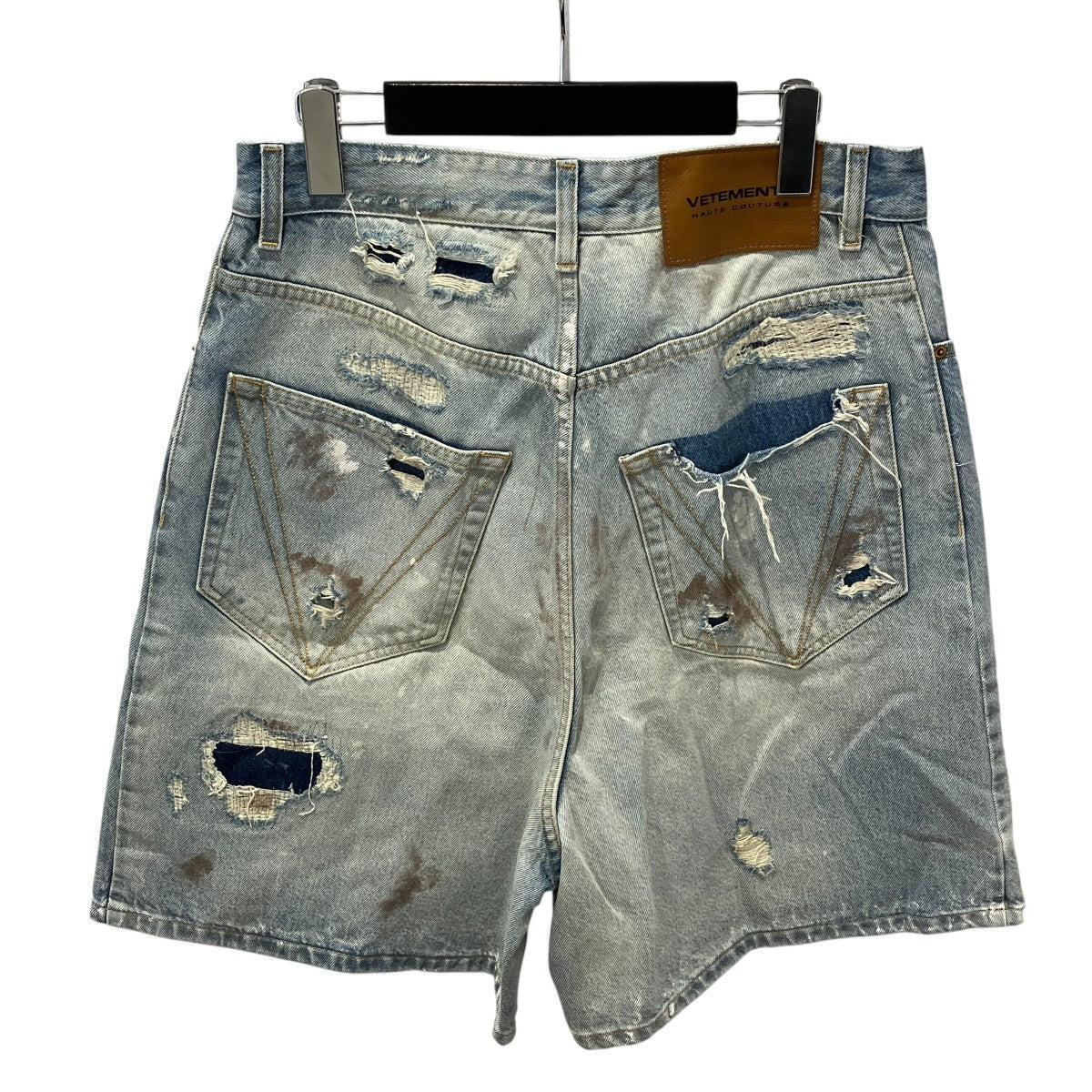 VETEMENTS TRASHED BIG SHAPE DENIM SHORTSハーフパンツ 古着・中古-2枚目のアイテム画像