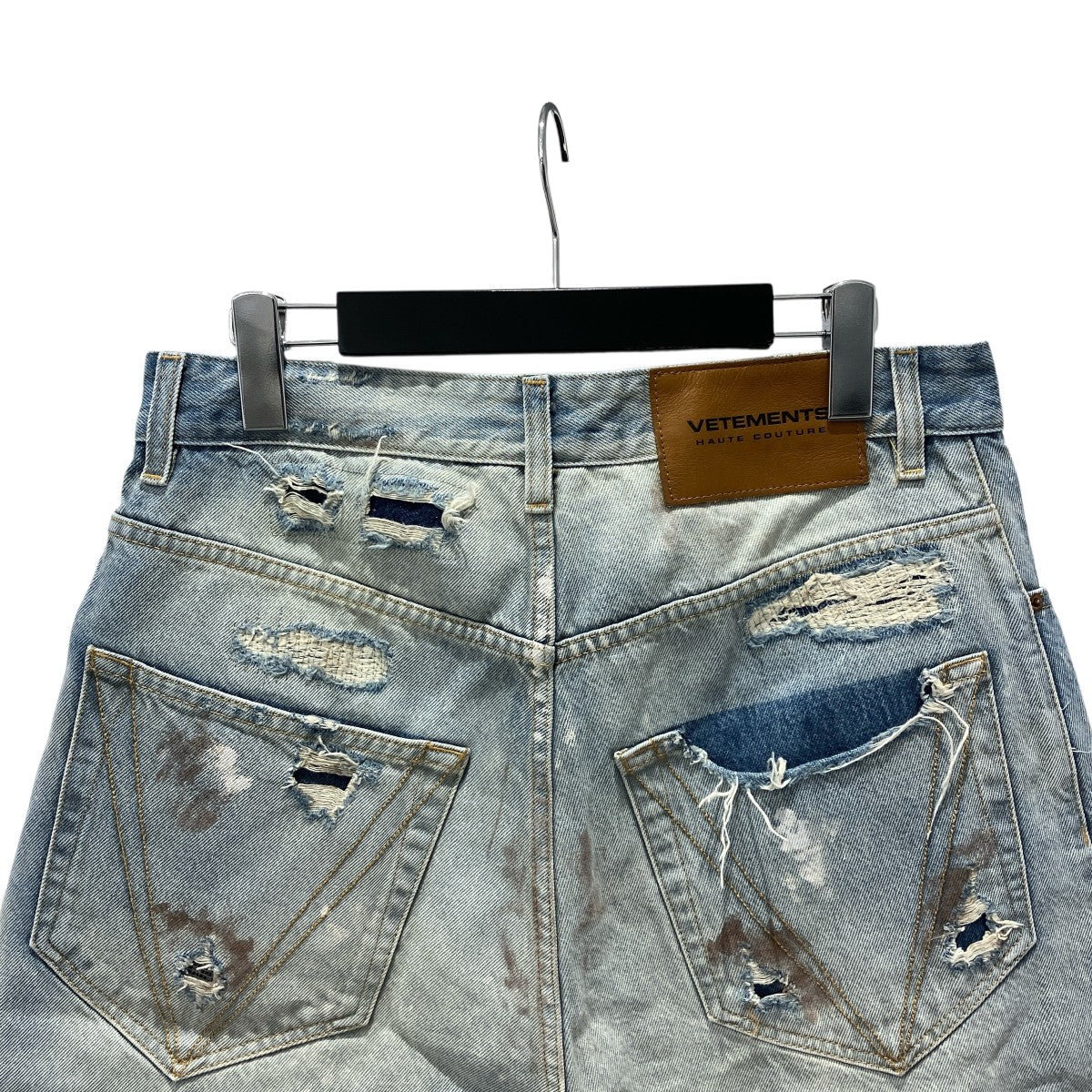 VETEMENTS TRASHED BIG SHAPE DENIM SHORTSハーフパンツ 古着・中古-4枚目のアイテム画像