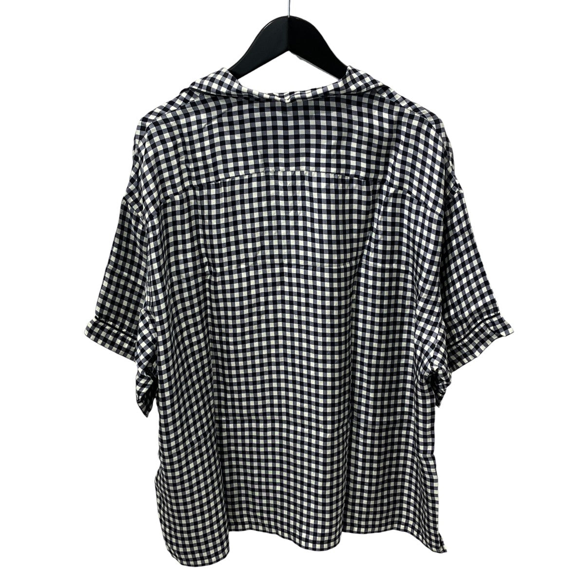 パイピングシルク半袖パジャマシャツギンガムチェック半袖シャツSC608