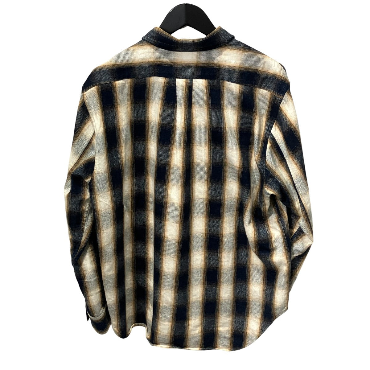 INDIGO COTTON OMBRE PLAID CLASSIC COLLAR BLOUSE長袖シャツ23AWSH10