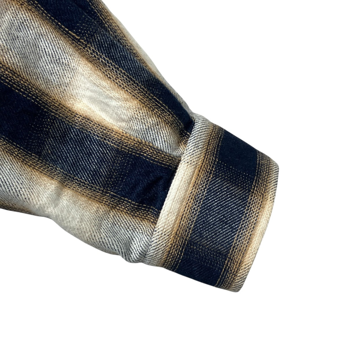 INDIGO COTTON OMBRE PLAID CLASSIC COLLAR BLOUSE長袖シャツ23AWSH10