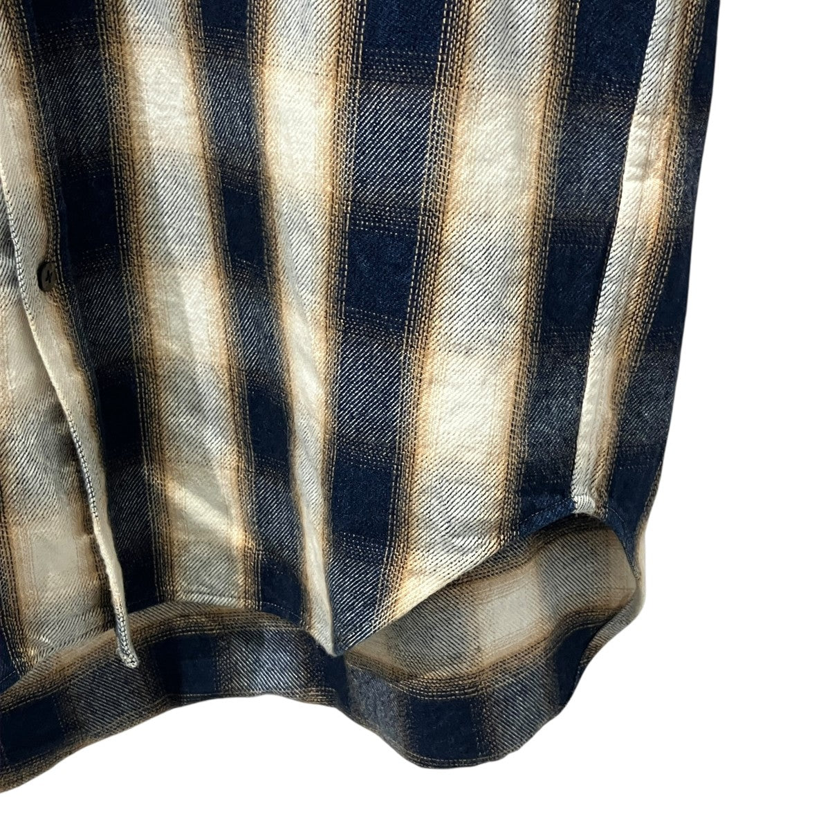 INDIGO COTTON OMBRE PLAID CLASSIC COLLAR BLOUSE長袖シャツ23AWSH10