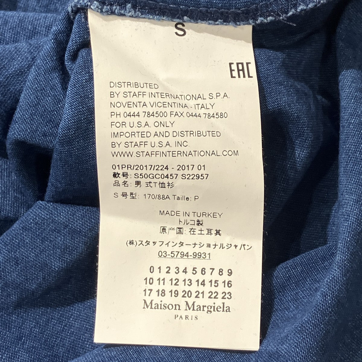 17SSインディゴ染めパックTシャツ半袖TシャツS50GC0457
