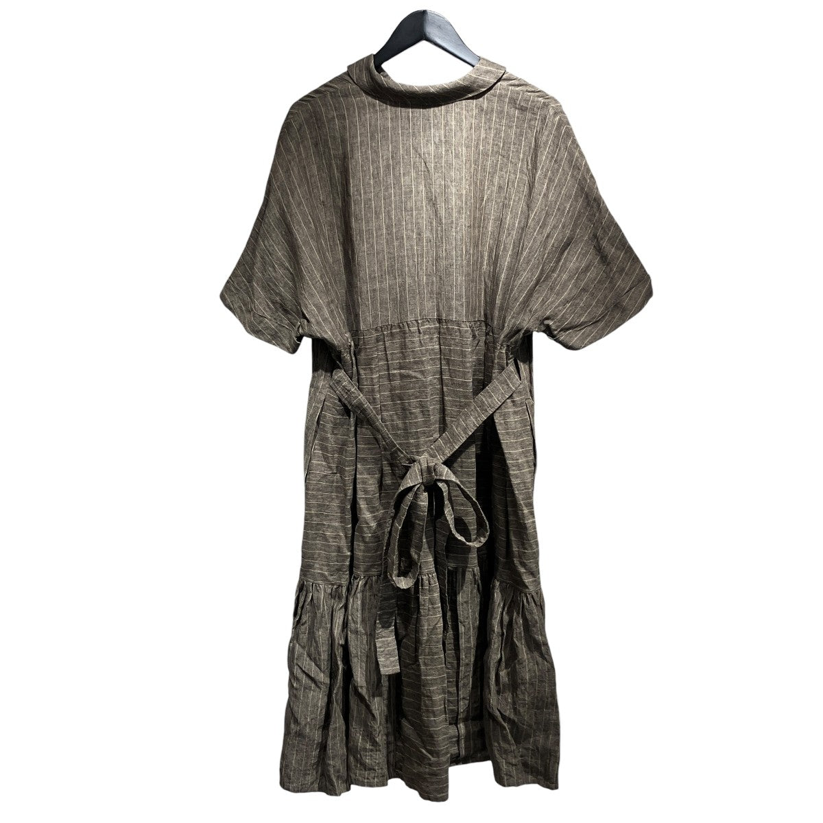 Striped linen コート半袖ワンピース