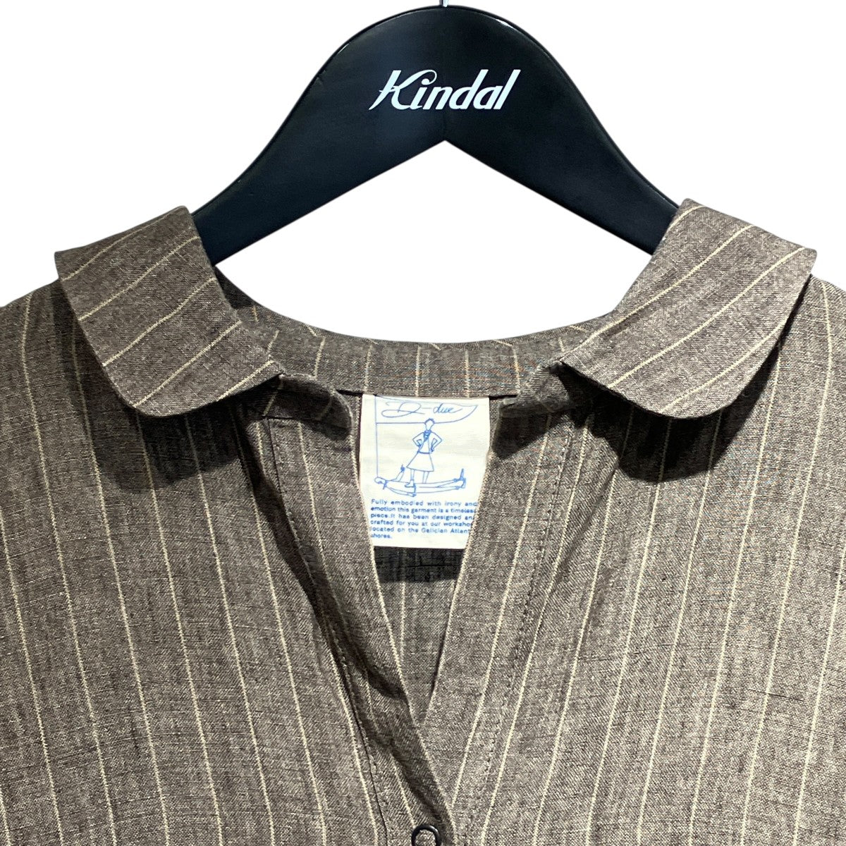 Striped linen コート半袖ワンピース