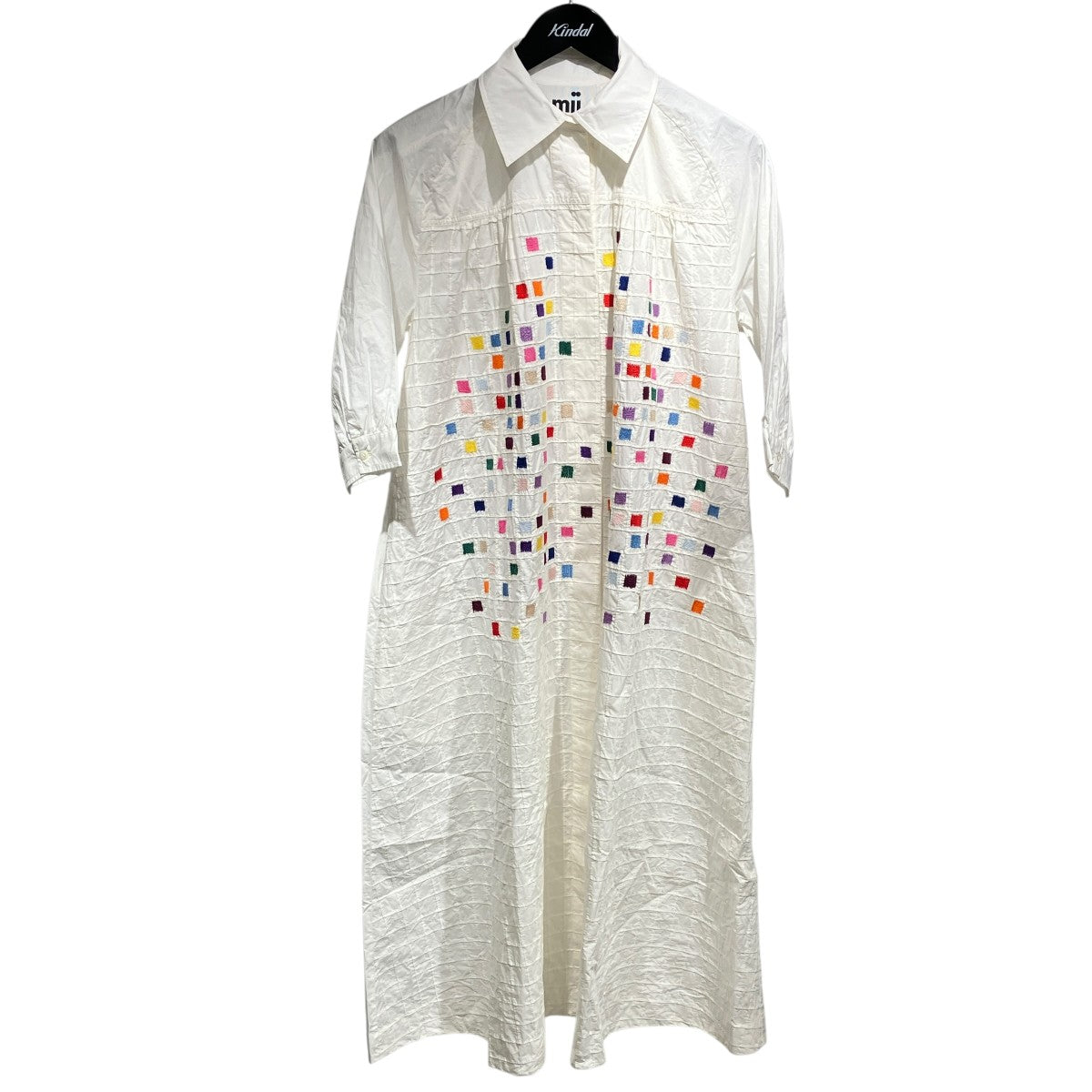 HAND EMBROIDERED COTTON SHIRTS DRESSシャツワンピース
