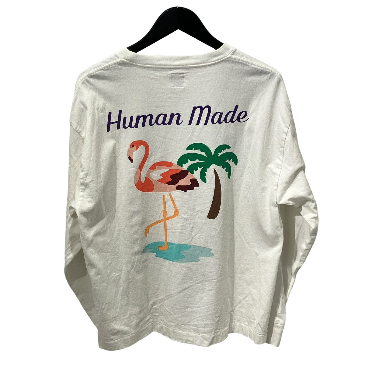 バックプリントフラミンゴTシャツ長袖Tシャツ